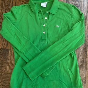 Lacoste Size 40 Preppy Green Long Sleeve Polo